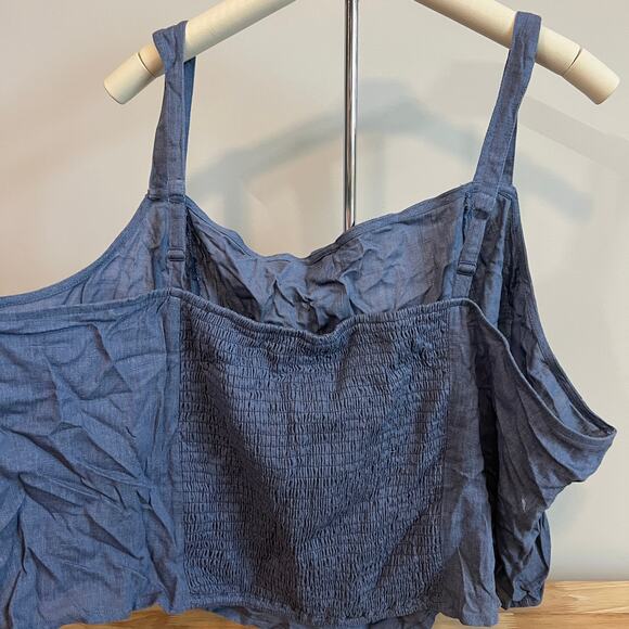 Torrid Women's Plus Size Blue Linen Blend Button-Front Crop Tank - Size 6 - NWT - Picture 7 of 8